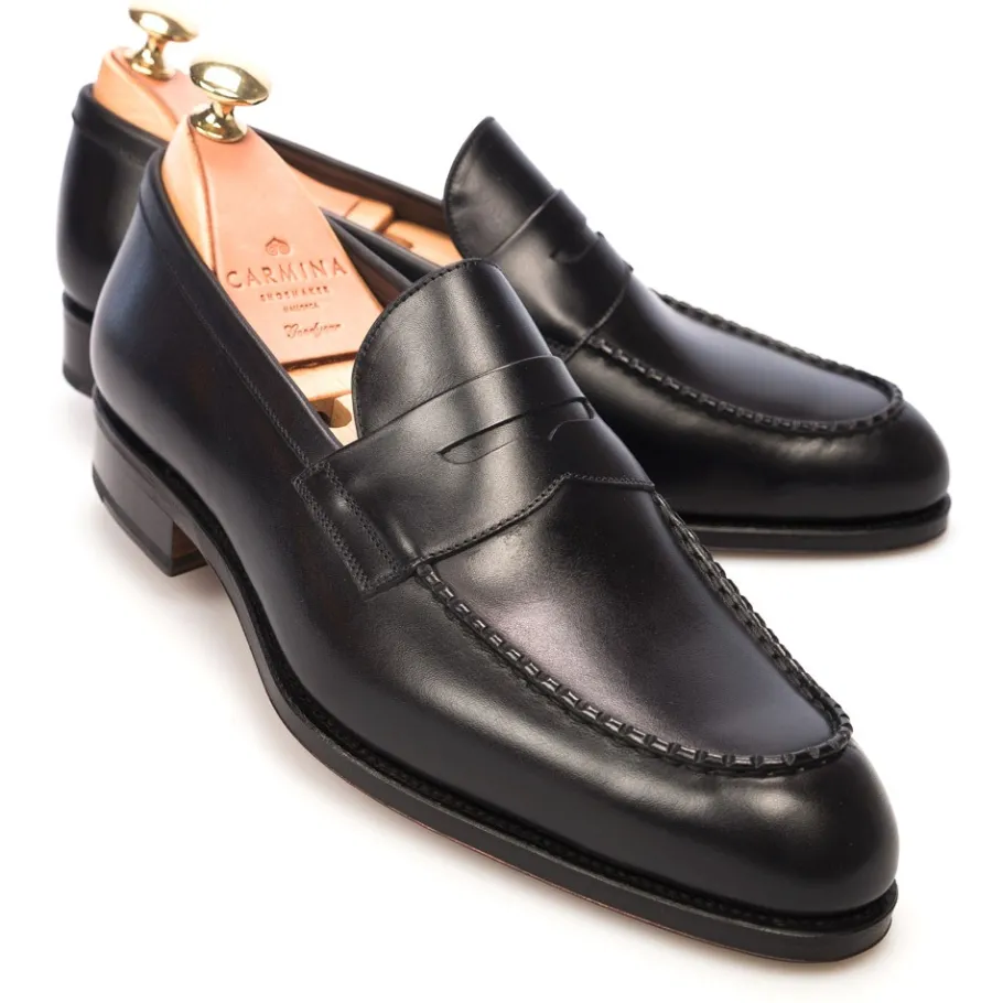 black_penny_dress_loafers__carmina_shoemaker_0.webp Shop Carmina Black Penny Dress Loafers | Shoemaker