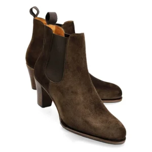 Outlet Carmina BOTTES À TALONS POUR FEMMES DAIM MARRON | BROWN