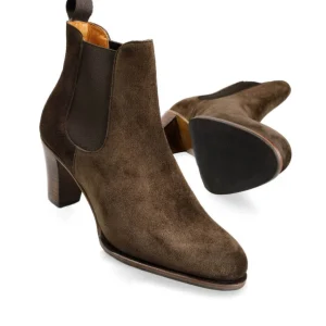 Outlet Carmina BOTTES À TALONS POUR FEMMES DAIM MARRON | BROWN