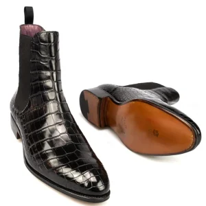Online Carmina BOTTES CHELSEA ALLIGATOR NOIR | BLACK
