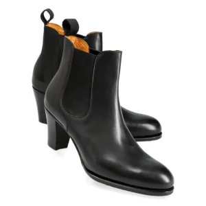 Clearance Carmina BOTTES CHELSEA FEMME TALON VITELLO NOIR | BLACK