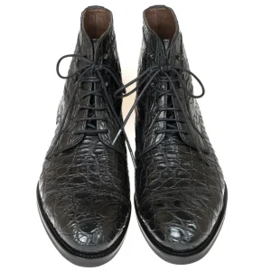 Discount Carmina BOTTES HOMME A BOUT DROIT CROCODILE NOIR | BLACK