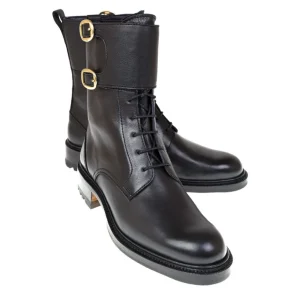 New Carmina BOTTES MILITAIRES FEMME RUSTICALF NOIR | BLACK