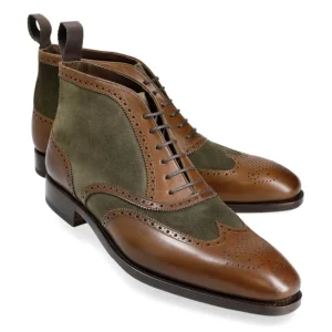 Store Carmina BOTTINES HOMME PELLE VEGA VEGANO MARRON / DAIM LODEN | SHOEMAKER BROWN/LODEN