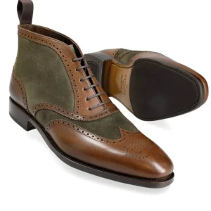 Store Carmina BOTTINES HOMME PELLE VEGA VEGANO MARRON / DAIM LODEN | SHOEMAKER BROWN/LODEN