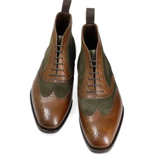 Store Carmina BOTTINES HOMME PELLE VEGA VEGANO MARRON / DAIM LODEN | SHOEMAKER BROWN/LODEN