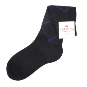 Clearance Carmina CHAUSSETTES COURTES À CARREAUX MARINES | NAVY