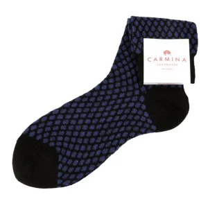 Flash Sale Carmina Chaussettes courtes pour femmes avec imprimé noir / marine. BLACK/NAVY