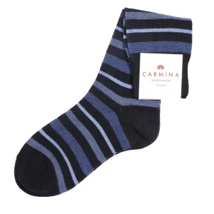 Outlet Carmina CHAUSSETTES COURTES RAYÉES BLEUES | NAVY