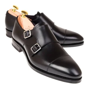Outlet Carmina CHAUSSURES A DOUBLE BOUCLE BOXCALF NOIR | BLACK