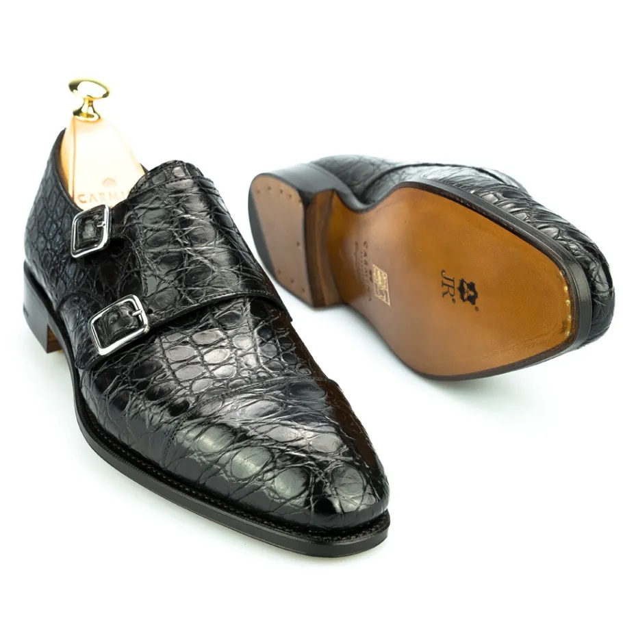 chaussures_a_double_boucle_crocodile_noir__carmina_1.webp Cheap Carmina CHAUSSURES A DOUBLE BOUCLE CROCODILE NOIR |