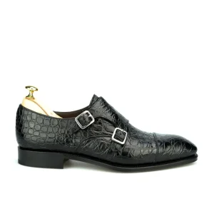 Cheap Carmina CHAUSSURES A DOUBLE BOUCLE CROCODILE NOIR |