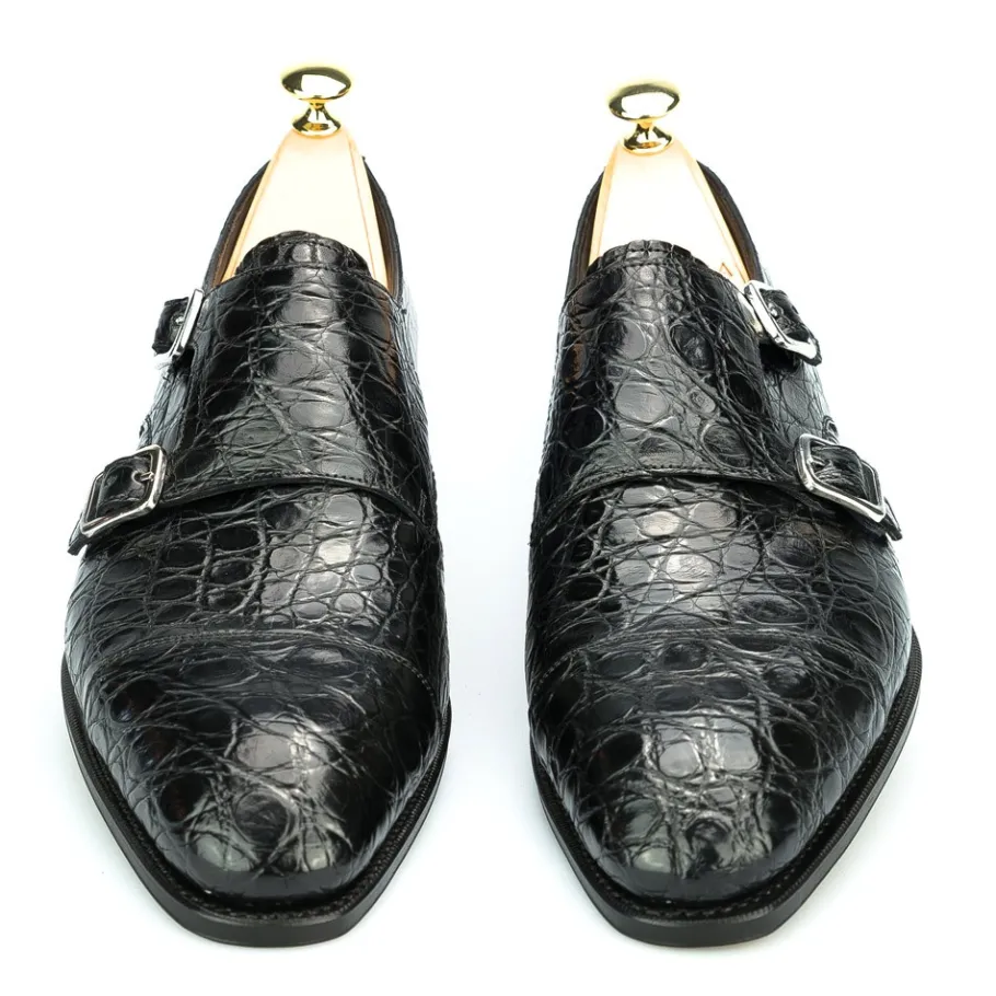 chaussures_a_double_boucle_crocodile_noir__carmina_3.webp Cheap Carmina CHAUSSURES A DOUBLE BOUCLE CROCODILE NOIR |