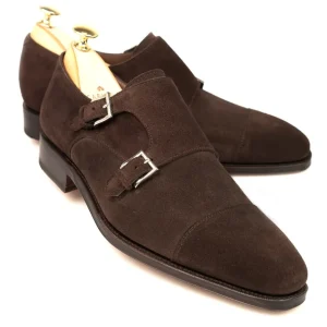 Outlet Carmina CHAUSSURES A DOUBLE BOUCLE DAIM MARRON | BROWN