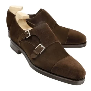 Shop Carmina CHAUSSURES A DOUBLE BOUCLE DAIM MARRON | BROWN