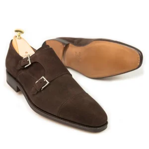 Outlet Carmina CHAUSSURES A DOUBLE BOUCLE DAIM MARRON | BROWN
