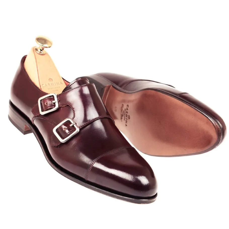 Sale Carmina CHAUSSURES DOUBLE BOUCLE FEMME CORDOVAN BORDEAUX | BURGUNDY