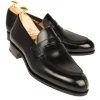 Shop Carmina CORDOVAN PENNY LOAFERS 923 FOREST BLACK