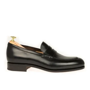 Shop Carmina CORDOVAN PENNY LOAFERS 923 FOREST BLACK