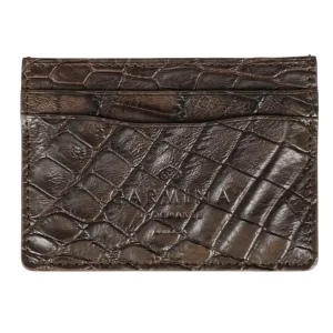Cheap Carmina CROCODILE CARD HOLDER IN BROWN