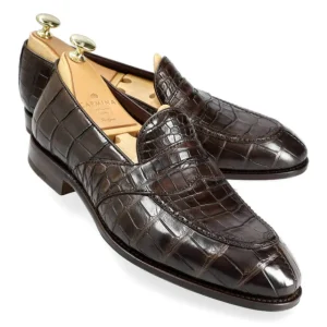 New Carmina FULLSTRAP PENNY LOAFERS EN ALLIGATOR MARRON | BROWN