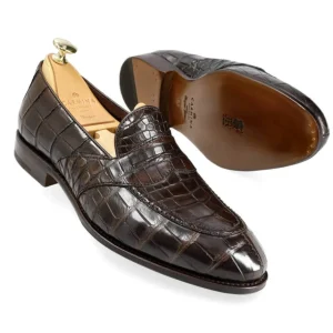 New Carmina FULLSTRAP PENNY LOAFERS EN ALLIGATOR MARRON | BROWN
