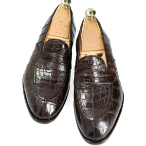 New Carmina FULLSTRAP PENNY LOAFERS EN ALLIGATOR MARRON | BROWN