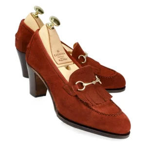Cheap Carmina HEELED HORSEBIT LOAFERS IN RUM PUNCH SUEDE | RUMPUNCH