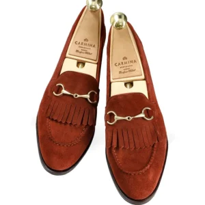 Cheap Carmina HEELED HORSEBIT LOAFERS IN RUM PUNCH SUEDE | RUMPUNCH