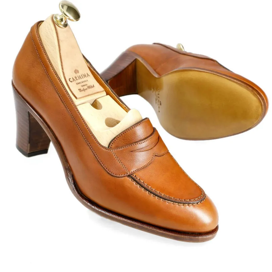 high_heel_loafers_tan_rusticalf__carmina_1.webp Fashion Carmina HIGH HEEL LOAFERS TAN RUSTICALF | TANNED