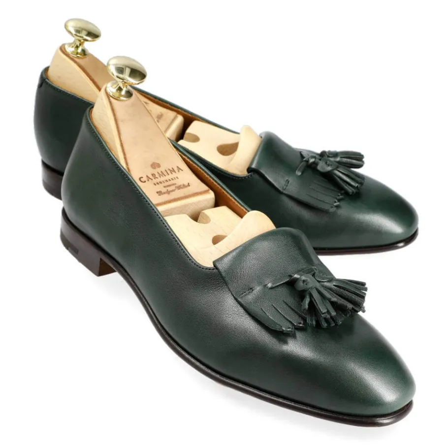 mocassins__gland_femmes_vert_rusticalf__carmina_0.webp Best Sale Carmina MOCASSINS À GLAND FEMMES VERT RUSTICALF | GREEN