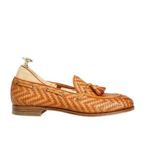 Hot Carmina MOCASSINS À GLANDS FEMME BRONZAGE ET ORANGE TRESSÉ | TAN/ORANGE