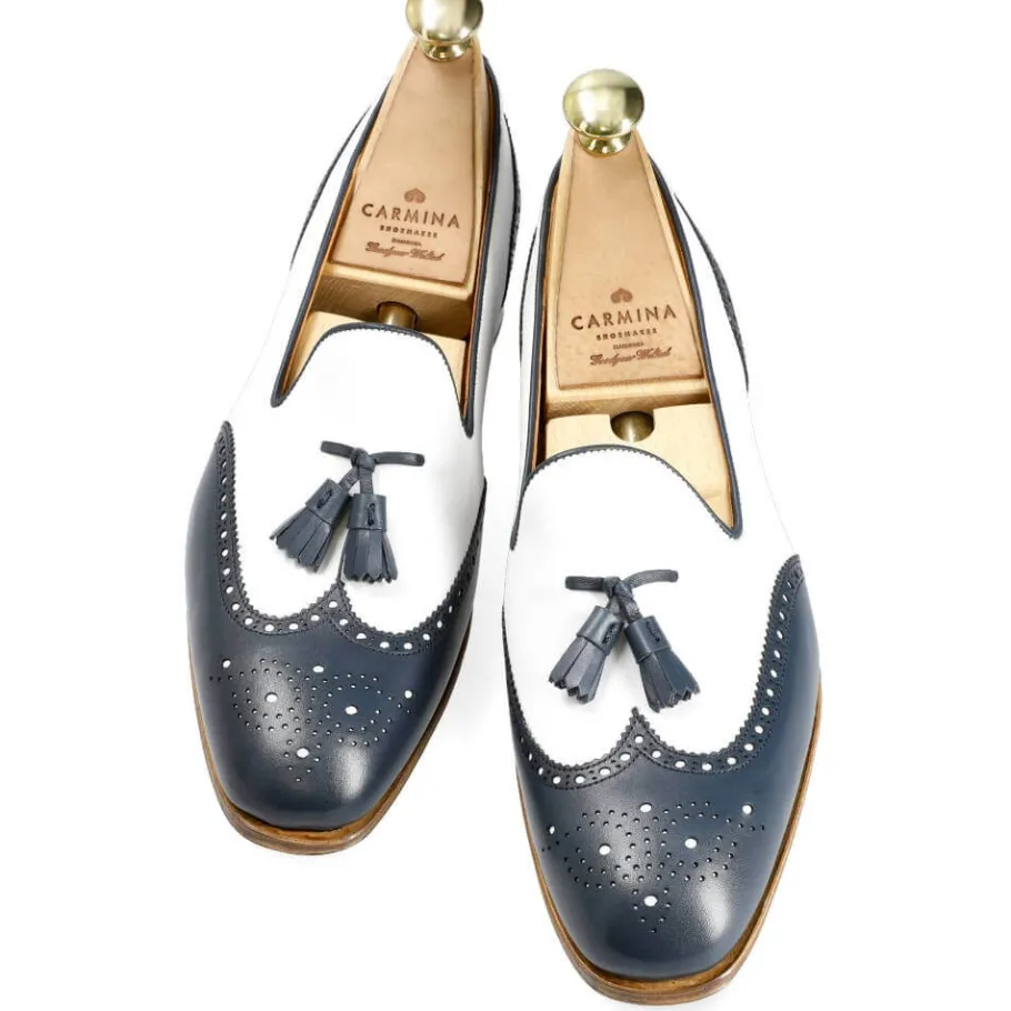 mocassins__glands_pour_femmes_en_vitello_marine_et_blanc__carmina_3.webp Hot Carmina MOCASSINS À GLANDS POUR FEMMES EN VITELLO MARINE ET BLANC | NAVY/WHITE