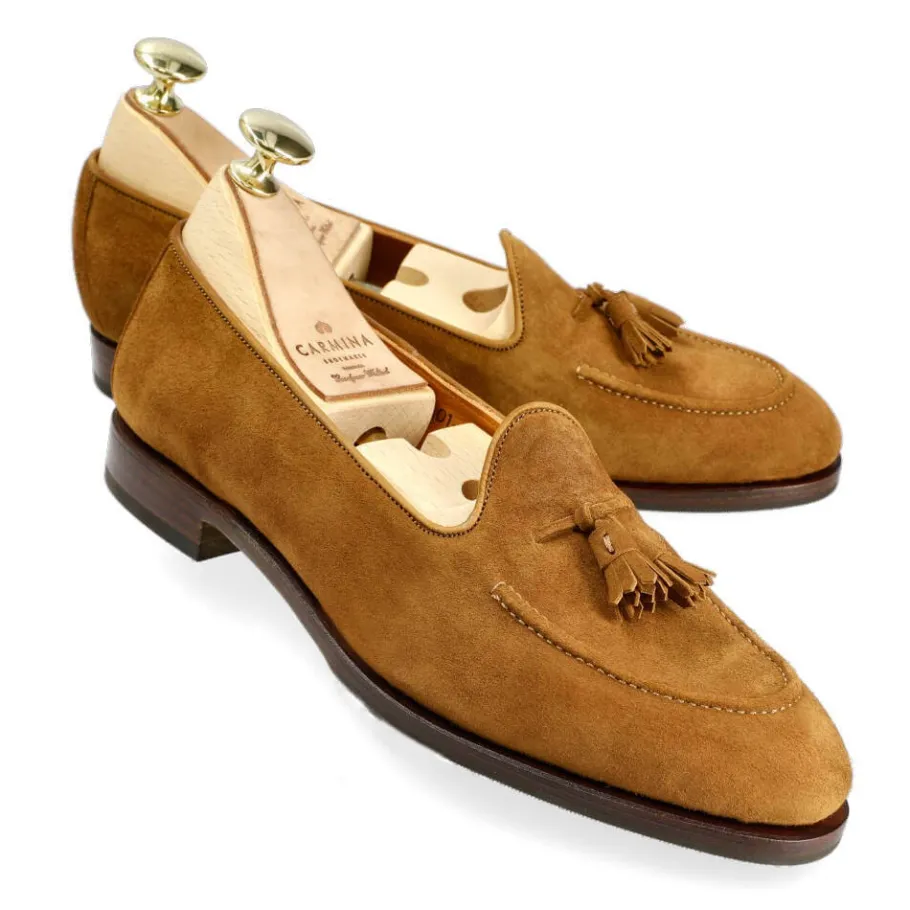 mocassins__pampilles_pour_femmes_en_daim_tabac__carmina_0.webp Discount Carmina MOCASSINS À PAMPILLES POUR FEMMES EN DAIM TABAC | TOBACCO