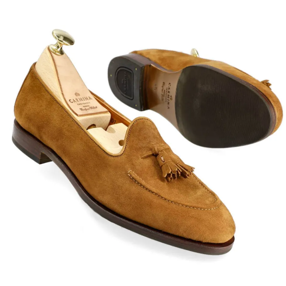 mocassins__pampilles_pour_femmes_en_daim_tabac__carmina_1.webp Discount Carmina MOCASSINS À PAMPILLES POUR FEMMES EN DAIM TABAC | TOBACCO