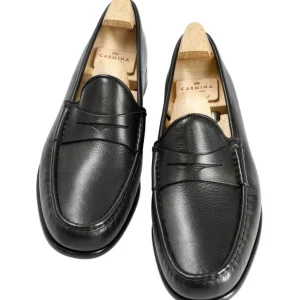 Discount Carmina MOCASSINS PENNY LOAFER EN RUSTICALF NOIR | BLACK
