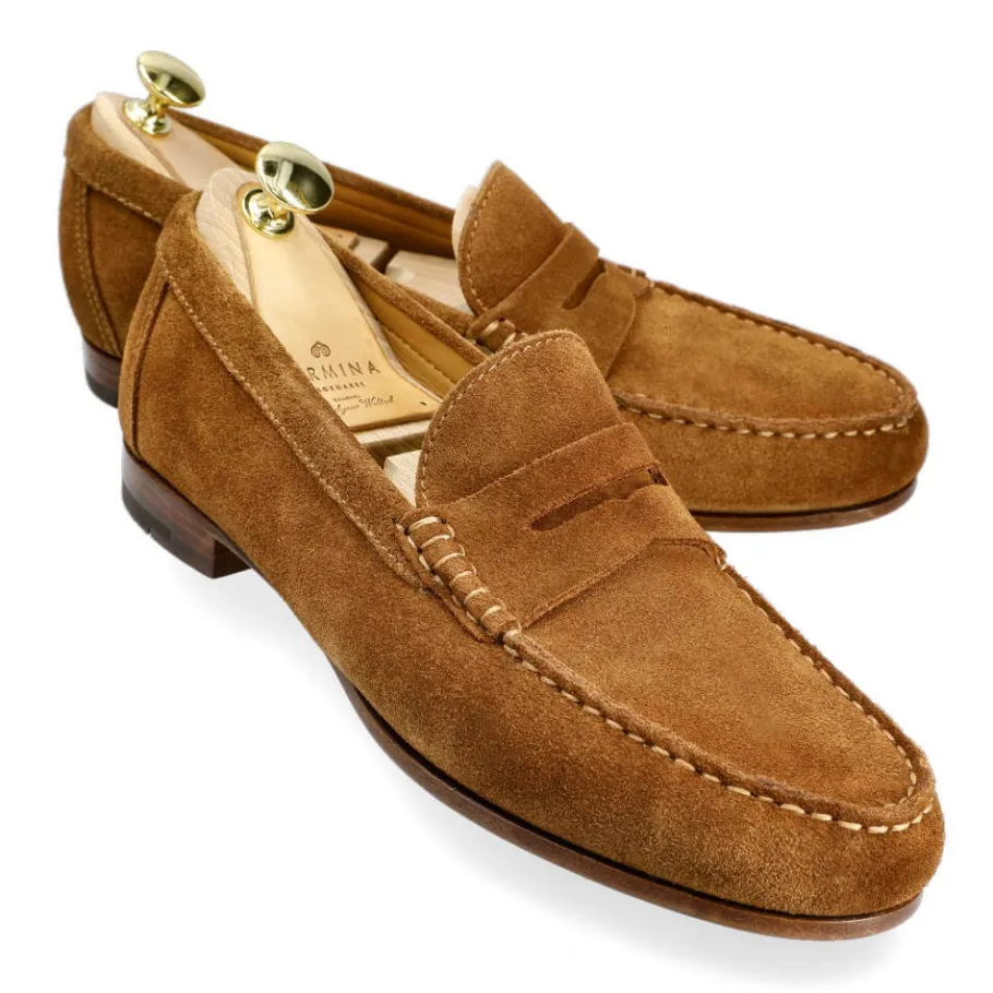 mocassins_penny_pour_hommes_en_daim_repello_tann__carmina_0.webp Discount Carmina MOCASSINS PENNY POUR HOMMES EN DAIM REPELLO TANNÉ | TANNED