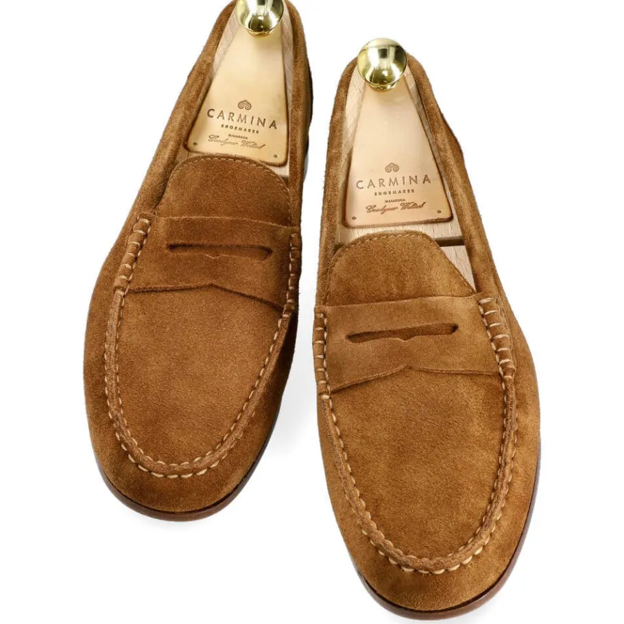 mocassins_penny_pour_hommes_en_daim_repello_tann__carmina_3.webp Discount Carmina MOCASSINS PENNY POUR HOMMES EN DAIM REPELLO TANNÉ | TANNED