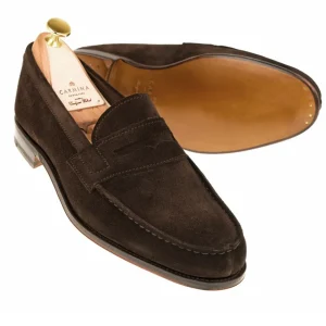 Shop Carmina NON DOUBLÉ PENNY LOAFERS 80579 GENOVA BROWN