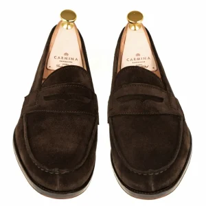 Shop Carmina NON DOUBLÉ PENNY LOAFERS 80579 GENOVA BROWN