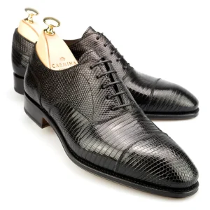 Shop Carmina OXFORD A BOUT DROIT CHAUSSURES LEZARD NOIR |