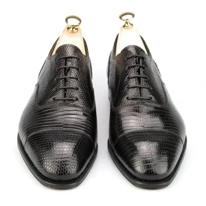 Shop Carmina OXFORD A BOUT DROIT CHAUSSURES LEZARD NOIR |
