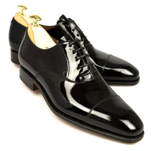 Shop Carmina OXFORD A BOUT DROIT CHAUSSURES NOIR VERNIES | BLACK