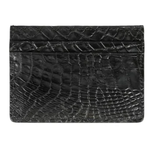 Hot Carmina PORTE CARTES EN CROCODILE NOIRE BLACK