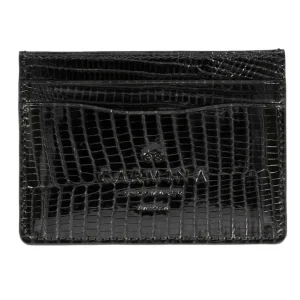 Best Sale Carmina PORTE CARTES EN LEZARD NOIRE BLACK