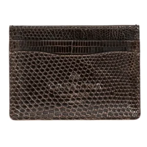 Discount Carmina Porte-cartes fin en lézard marron BROWN